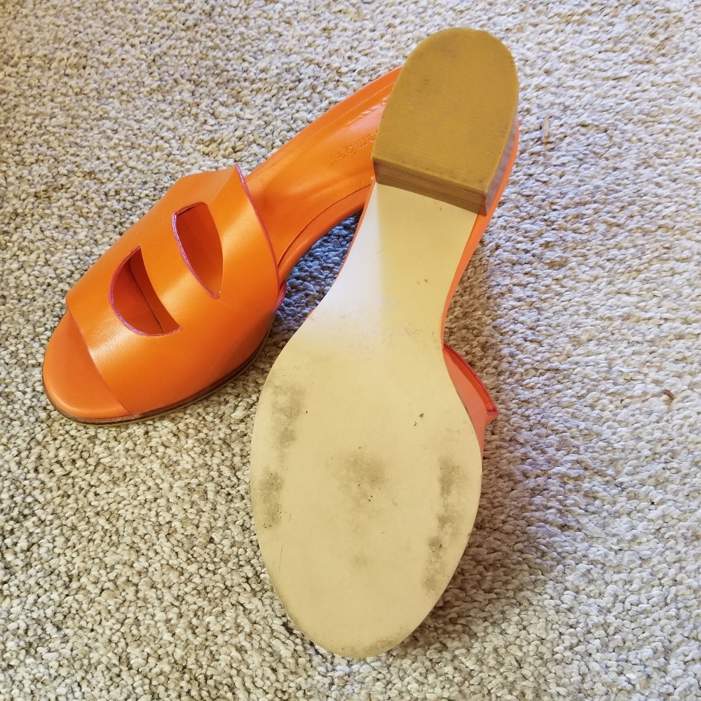 Red December orange leather slip-on heels, sz 240 - Picture 2 of 4